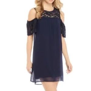 Open Shoulder Navy Lace Dress